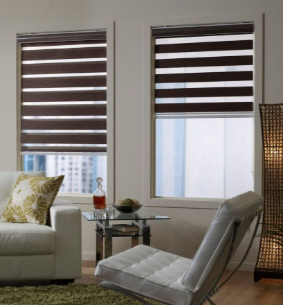 Roller shades in a modern home interior.